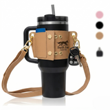 Laserable Leatherette Water Bottle Carrier Bag Tumbler Holder With Adjustable Handle