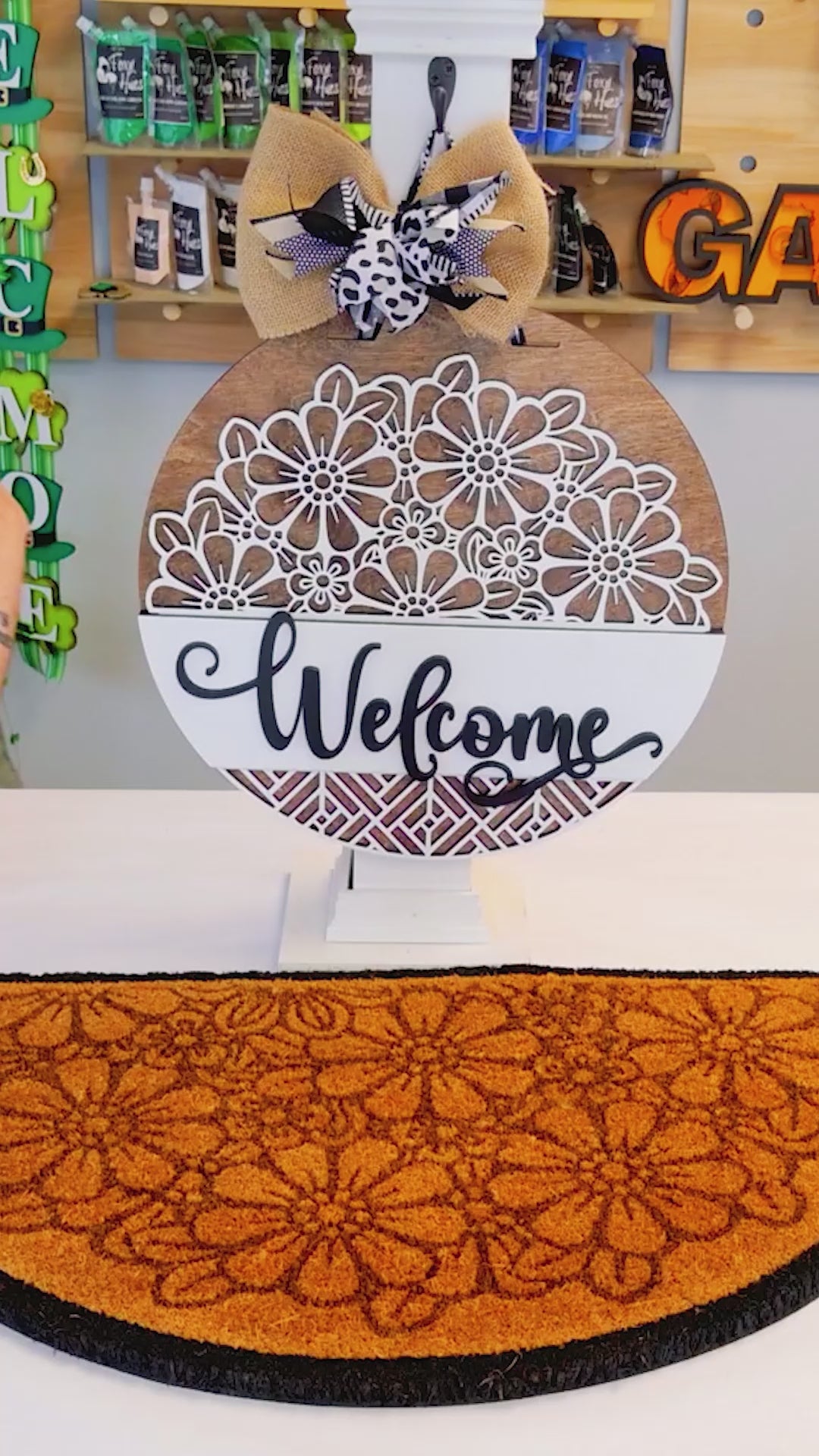 Welcome Interchangeable Top and Bottom Door Hanger SVG