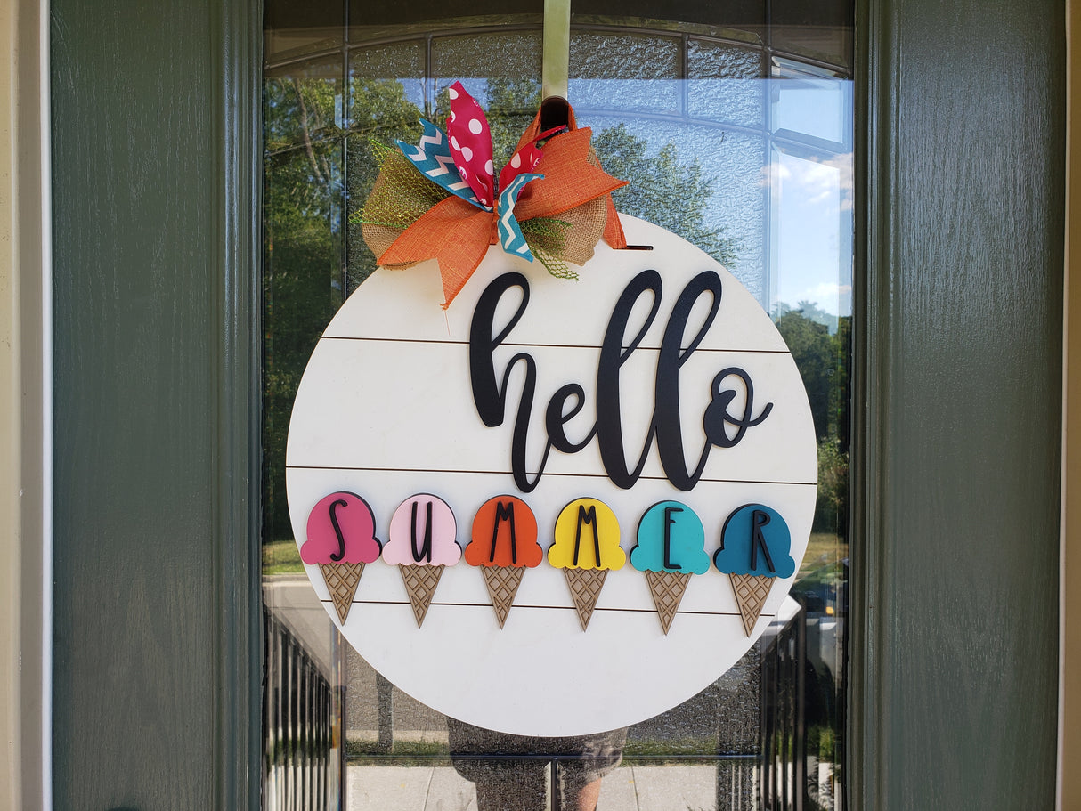 Finished - Hello Summer Ice Cream Door Hanger