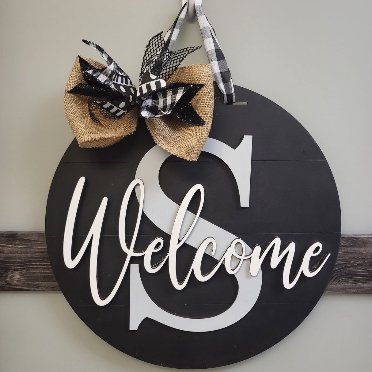 Black - Monogram Welcome Door Hanger