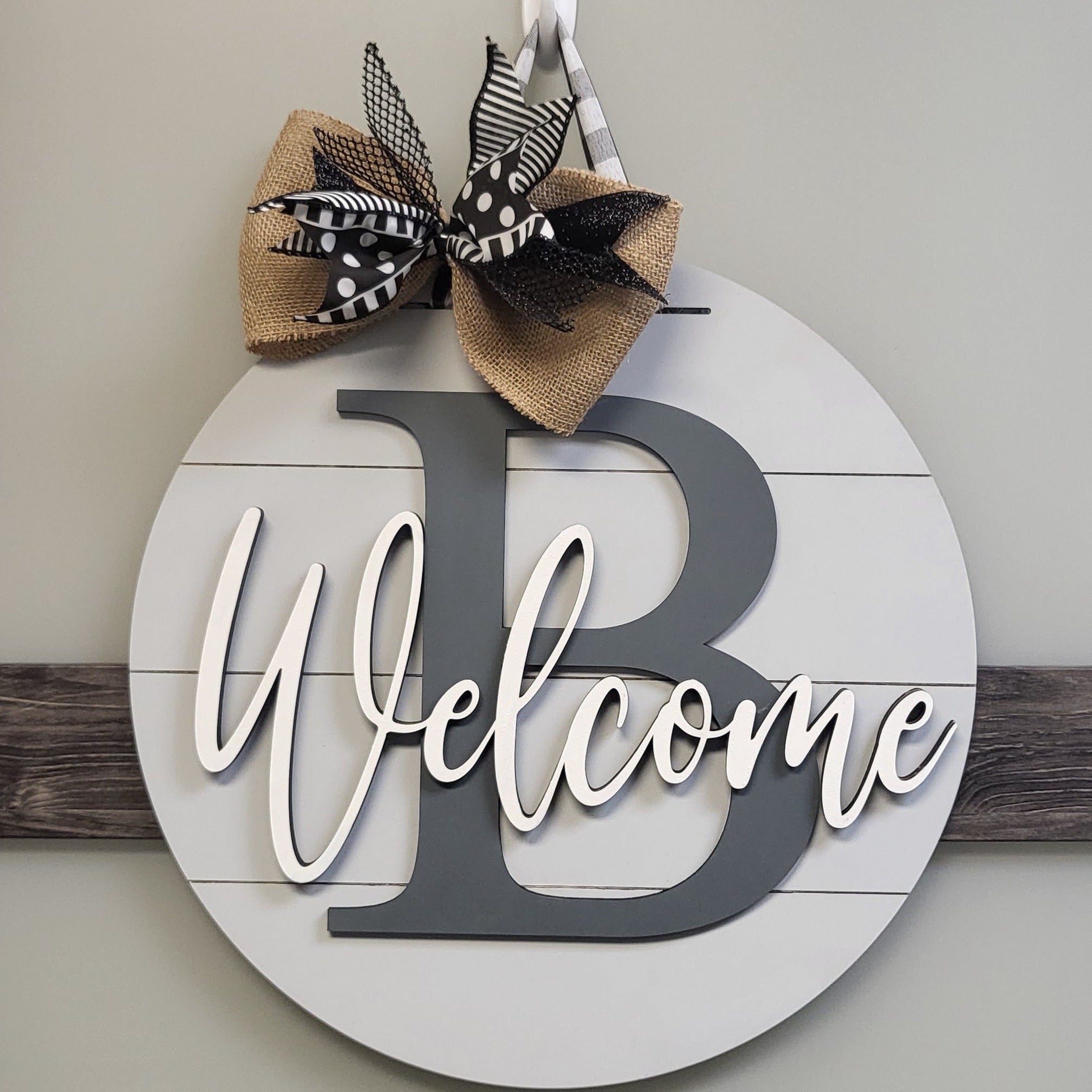 Grey - Monogram Welcome Door Hanger – Kim & Garrett Make It!