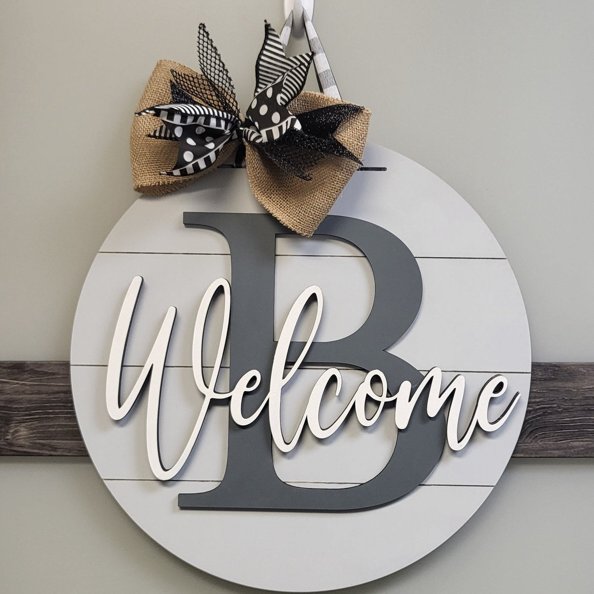 Grey - Monogram Welcome Door Hanger