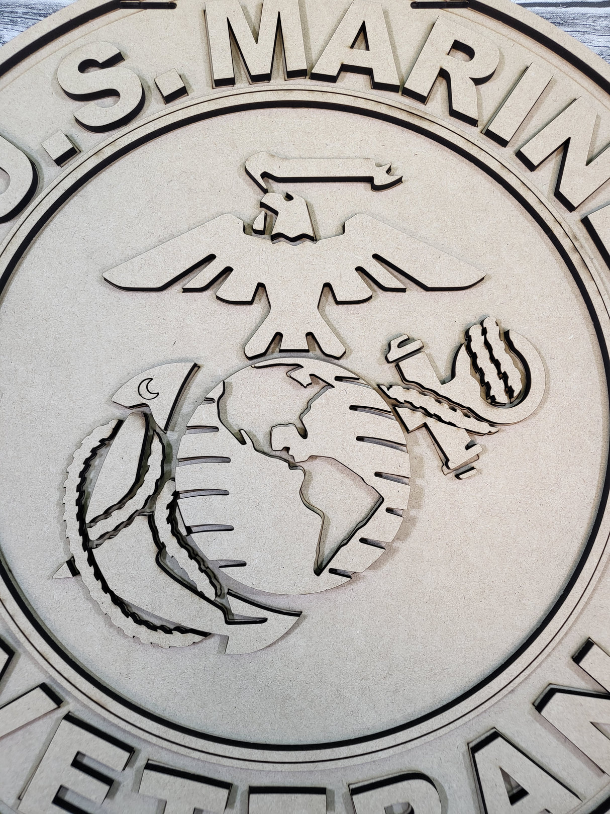 Marine Corps Logo Veteran Door Hanger DIY Unfinished Kit