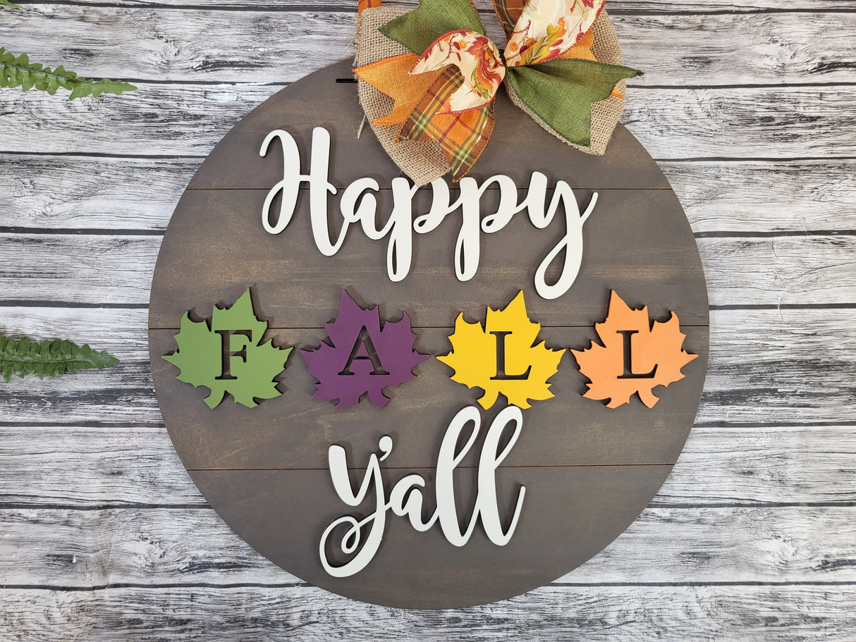 Happy Fall Y'all Leaves Door Hanger - LEVEL 1