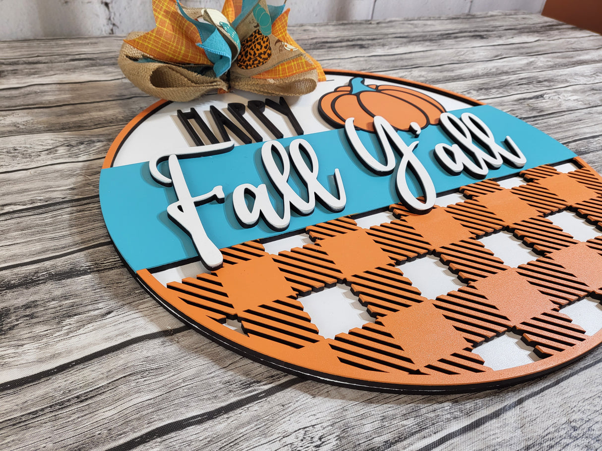 Happy Fall Y'all Buffalo Plaid - Finished