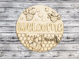 Welcome Friends Cartoon Bee Door Hanger - Lvl 2