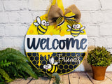 Welcome Friends Cartoon Bee Door Hanger - Lvl 2