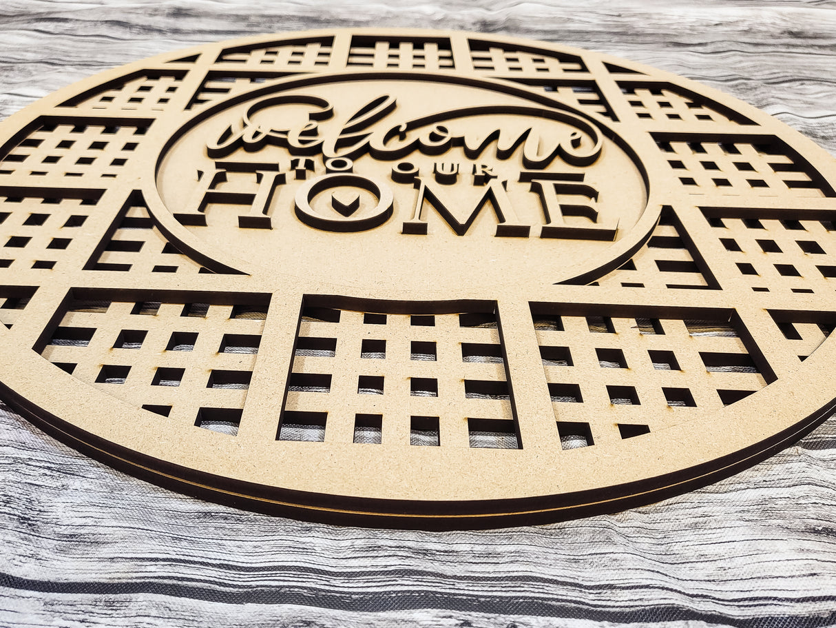 Welcome to our HOME Transparent Plaid Door Hanger - Lvl 1