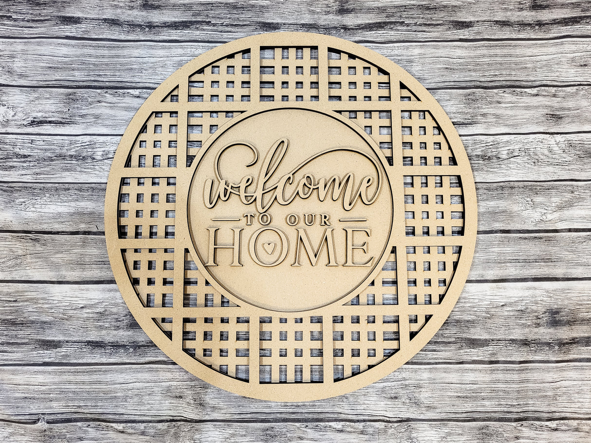 Welcome to our HOME Transparent Plaid Door Hanger - Lvl 1