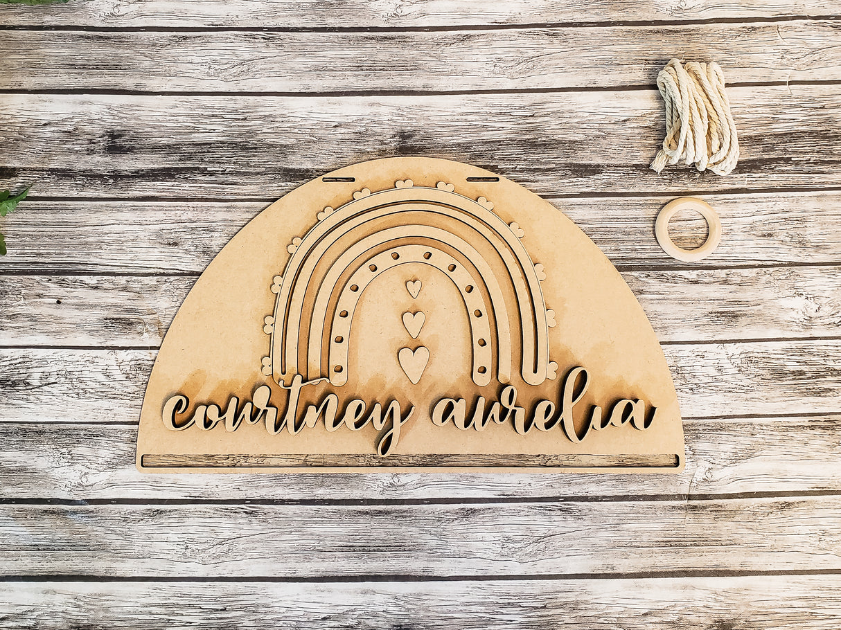 3D Personalized Boho Rainbow Macrame Wall Hanger DIY Unfinished Kit