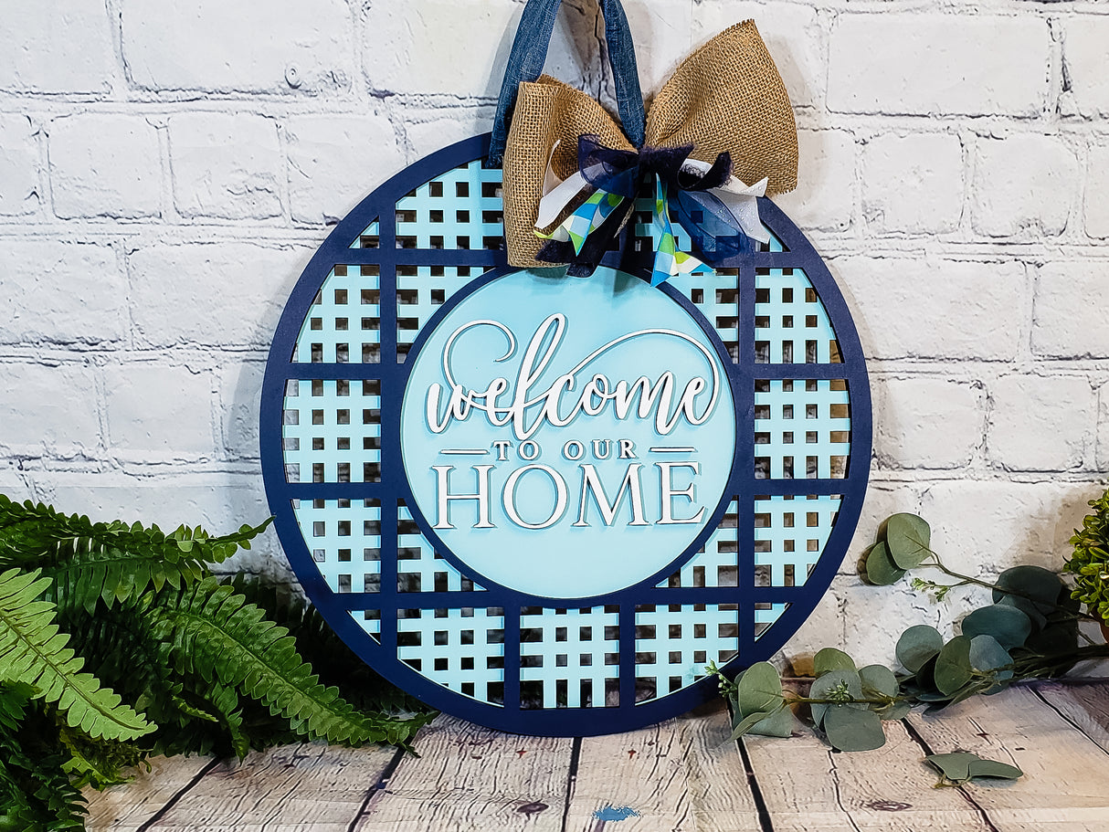 Welcome to our HOME Transparent Plaid Door Hanger - Lvl 1