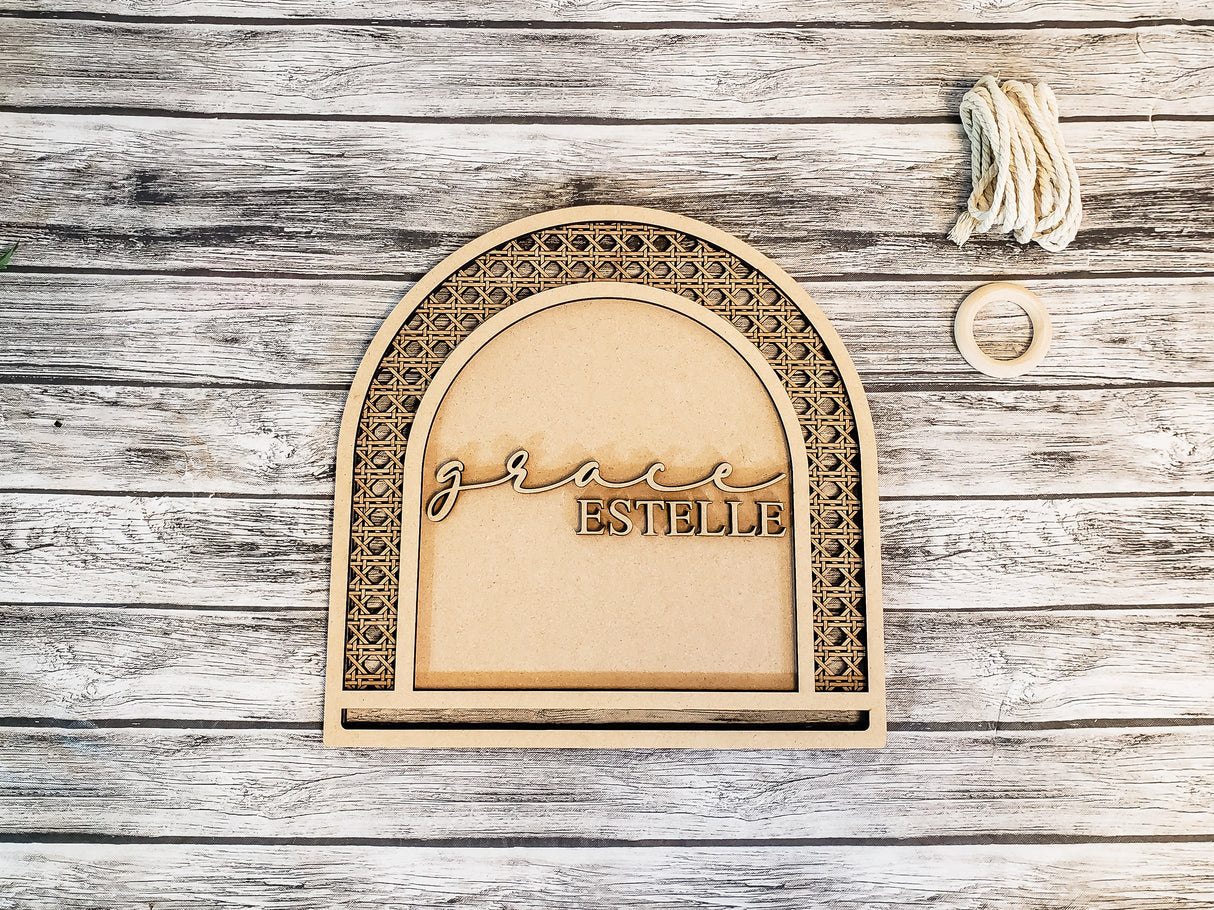 Personalized Rattan Macrame Wall Hanger DIY Unfinished Kit