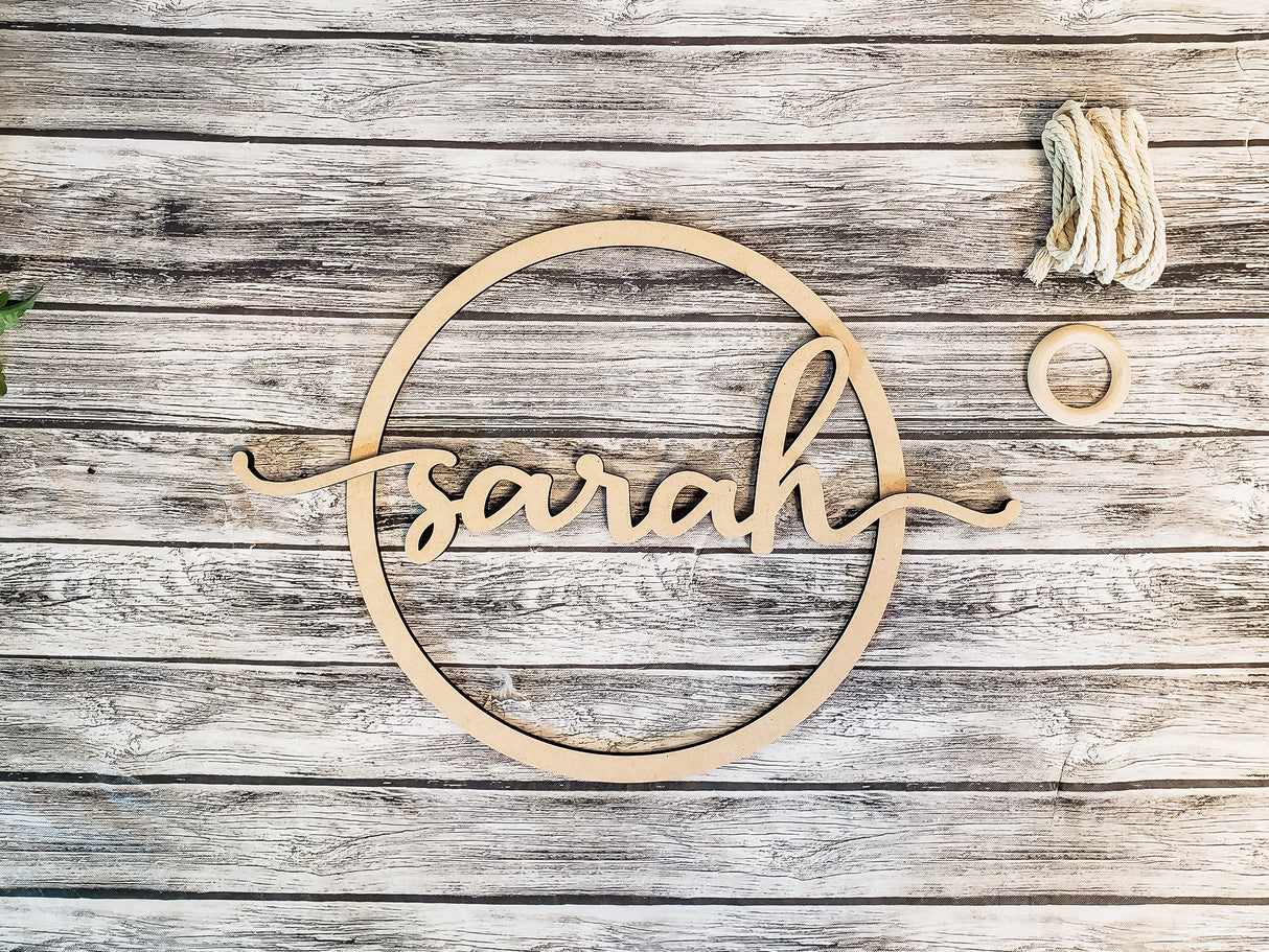 Personalized Name Circle Macrame Wall Hanger DIY Unfinished Kit