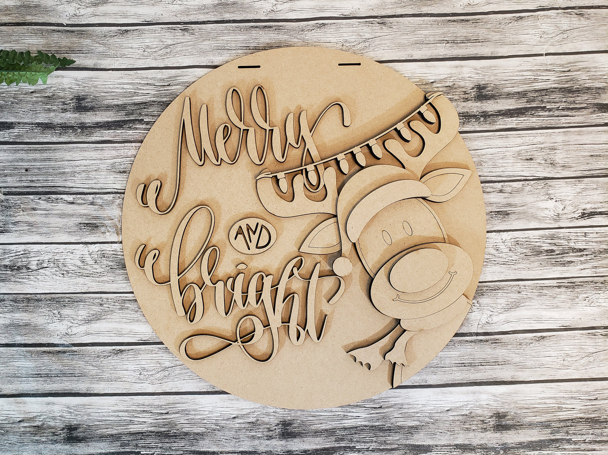 Merry & Bright Reindeer Door Hanger - LEVEL 2