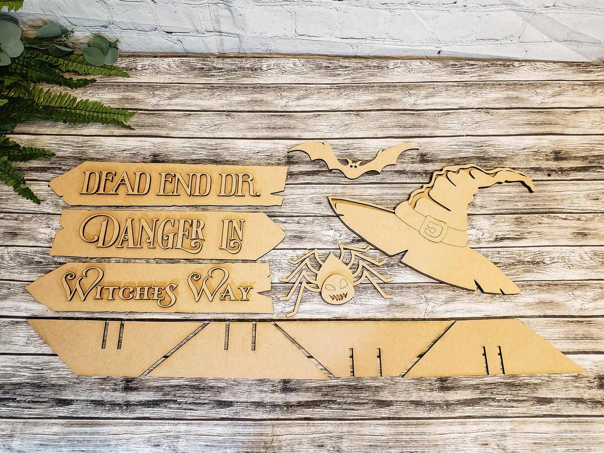 Witches Broom Standing Post with Base DIY Unfinished Kit