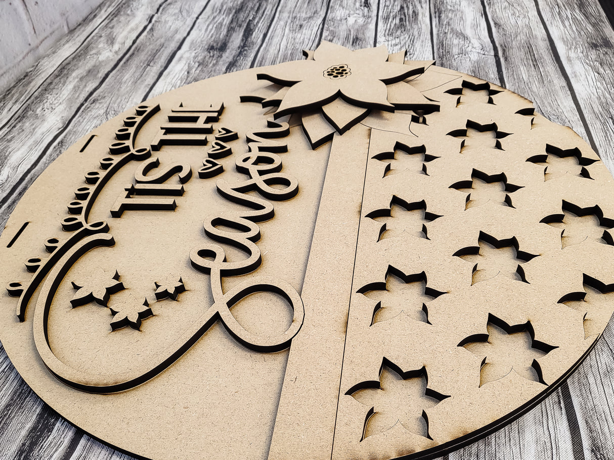 Tis The Season Poinsettia Christmas Door Hanger - LEVEL 1