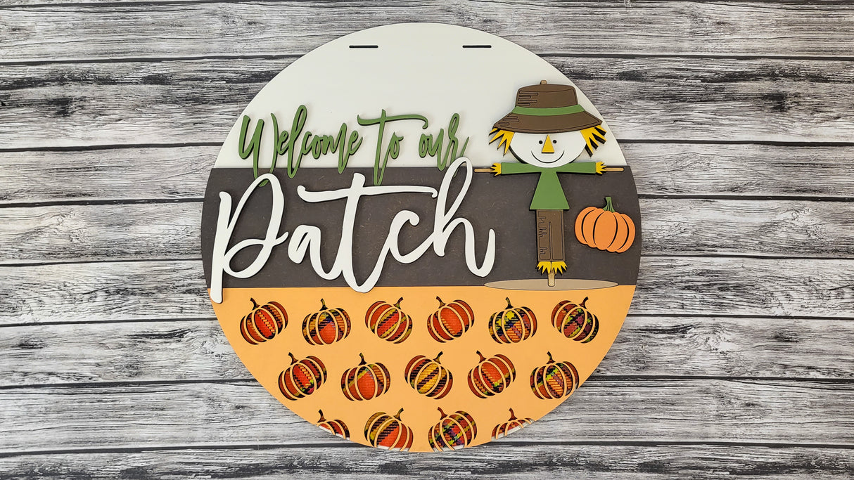 Scarecrow Welcome to our Patch Door Hanger DIY Unfinished Kit