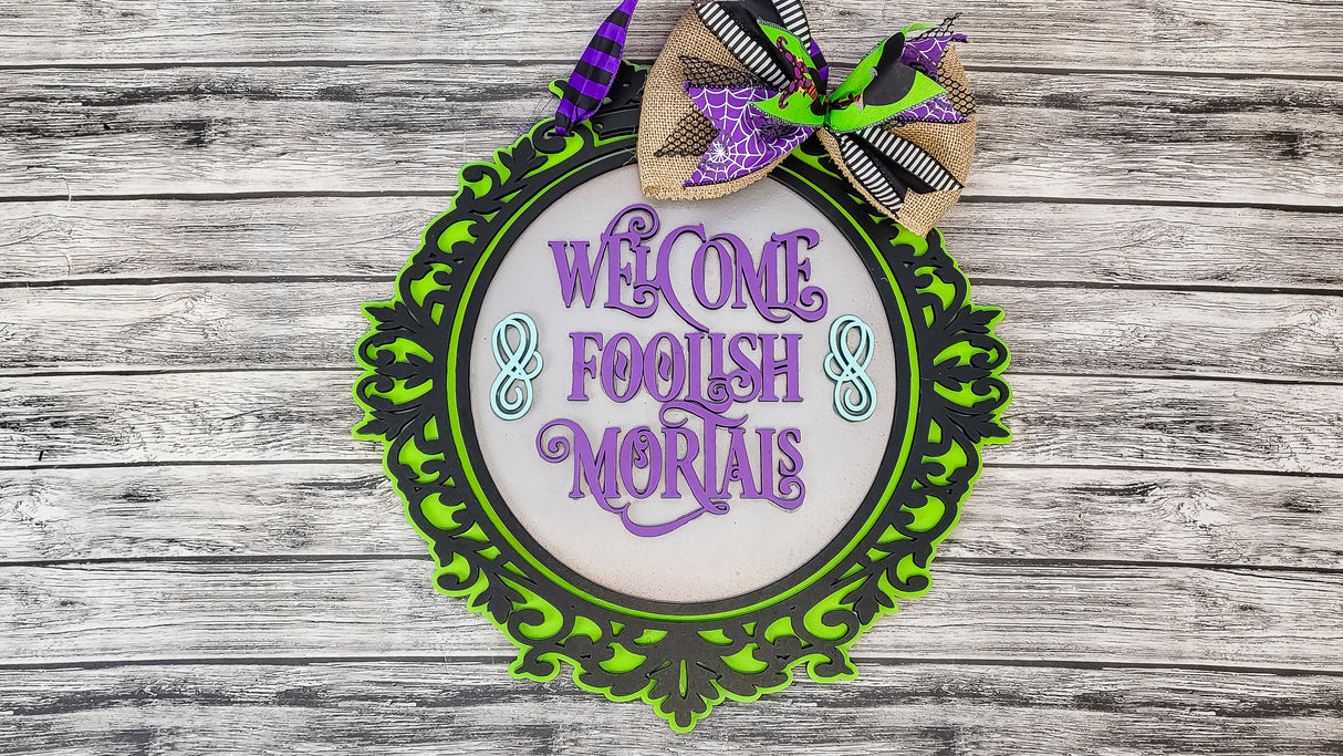 Welcome Foolish Mortals Haunted Mansion Mirror Door Hanger - Finished