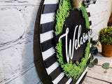 Welcome Wreath & Stripes Door Hanger - Lvl 1