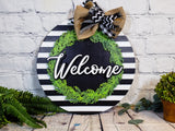 Welcome Wreath & Stripes Door Hanger - Lvl 1
