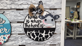 Home Is Where the Herd Is Cow Door Hanger DIY Unfinished Kit