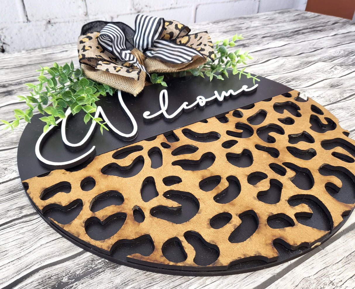 Welcome Leopard Print Bottom Door Hanger - Lvl 1