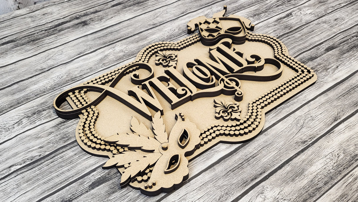 Welcome Mardi Gras Door Hanger - Lvl 2