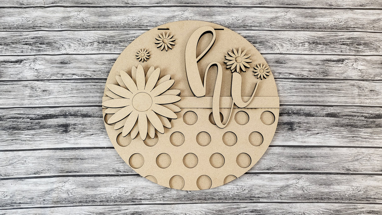 Hi Daisy Polka Dot Door Hanger - Lvl 1