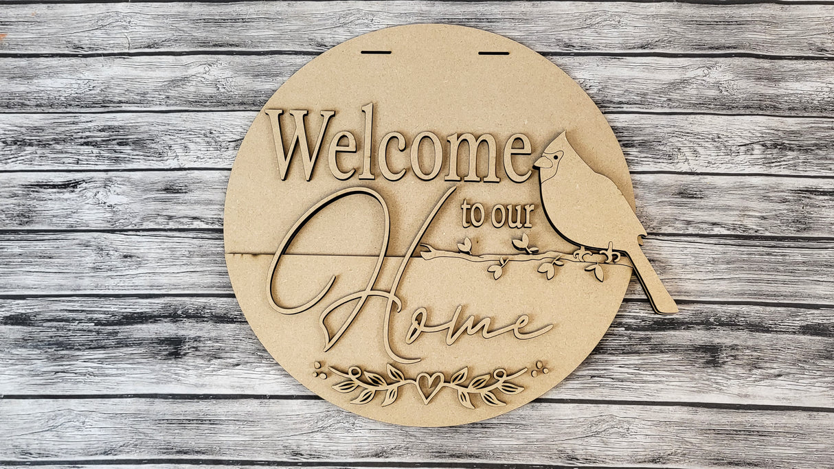 Welcome To Our Home Cardinal Door Hanger - LEVEL 1