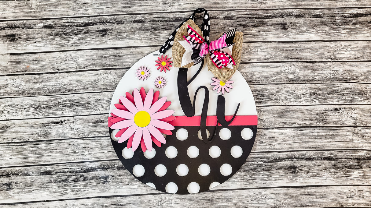 Hi Daisy Polka Dot Door Hanger - Lvl 1