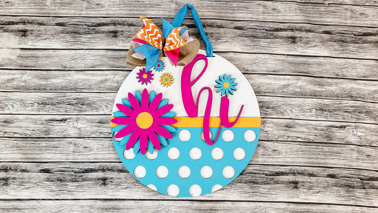 Hi Daisy Polka Dot Door Hanger - Lvl 1