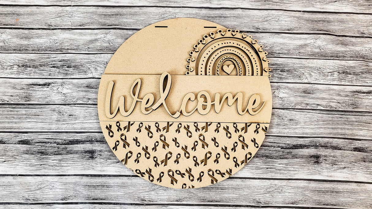 Breast Cancer Awareness Ribbons and Rainbow Door Hanger - Lvl 2