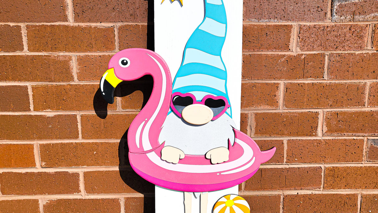 Summer Vibes Gnome with Floaty Vertical Porch Leaner SVG