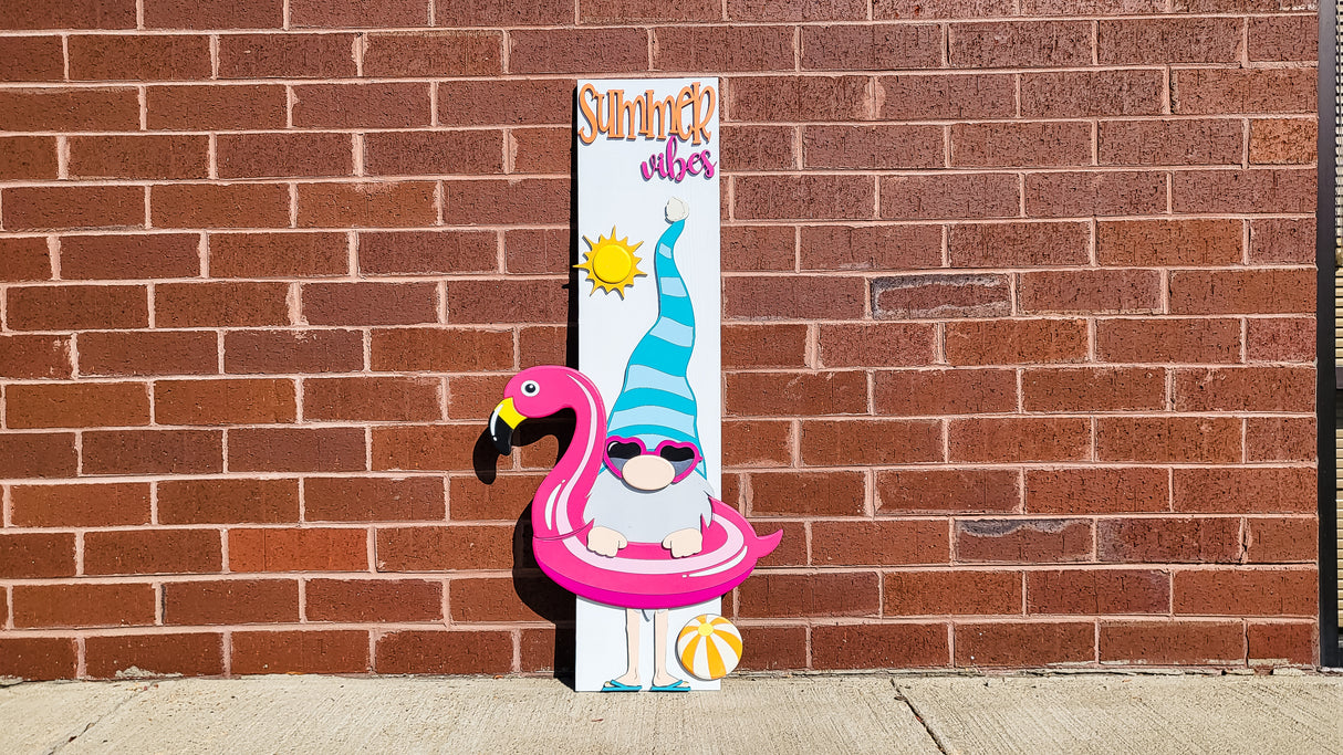 Summer Vibes Gnome with Floaty Vertical Porch Leaner DIY Unfinished Kit