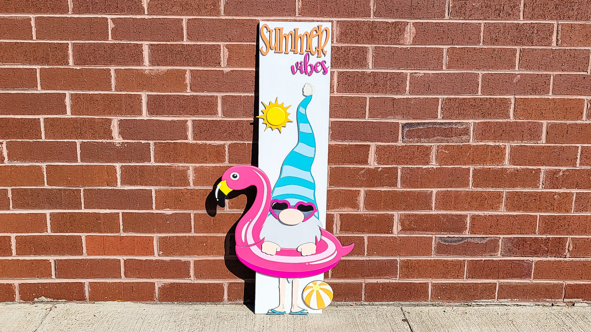 Summer Vibes Gnome with Floaty Vertical Porch Leaner SVG