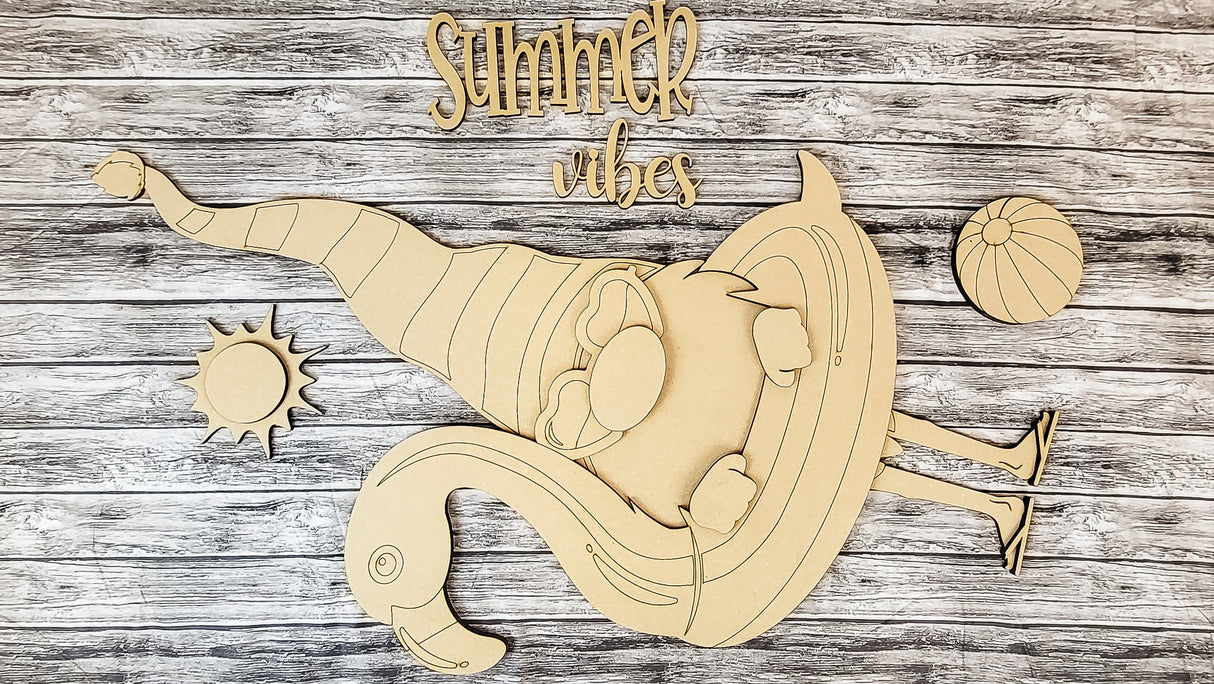 Summer Vibes Gnome with Floaty Vertical Porch Leaner DIY Unfinished Kit
