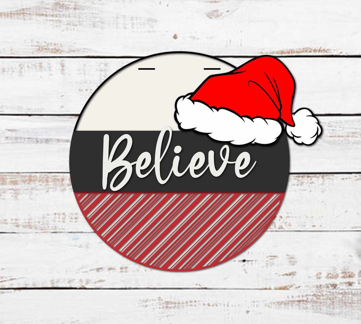 Believe Hat and Candy Cane Pattern Door Hanger - Lvl 1