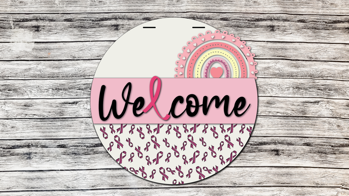 Breast Cancer Awareness Ribbons and Rainbow Door Hanger - Lvl 2