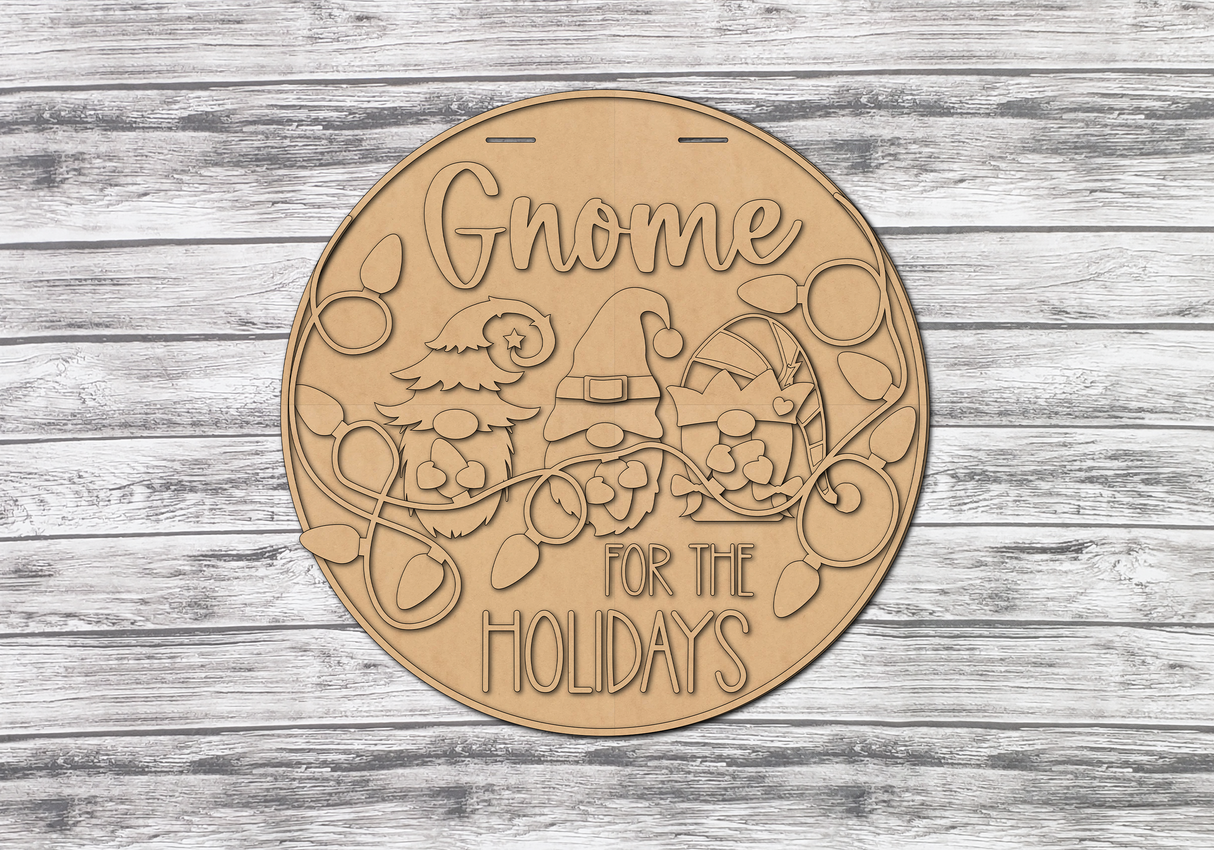Gnome for the Holidays Door Hanger DIY Unfinished Kit