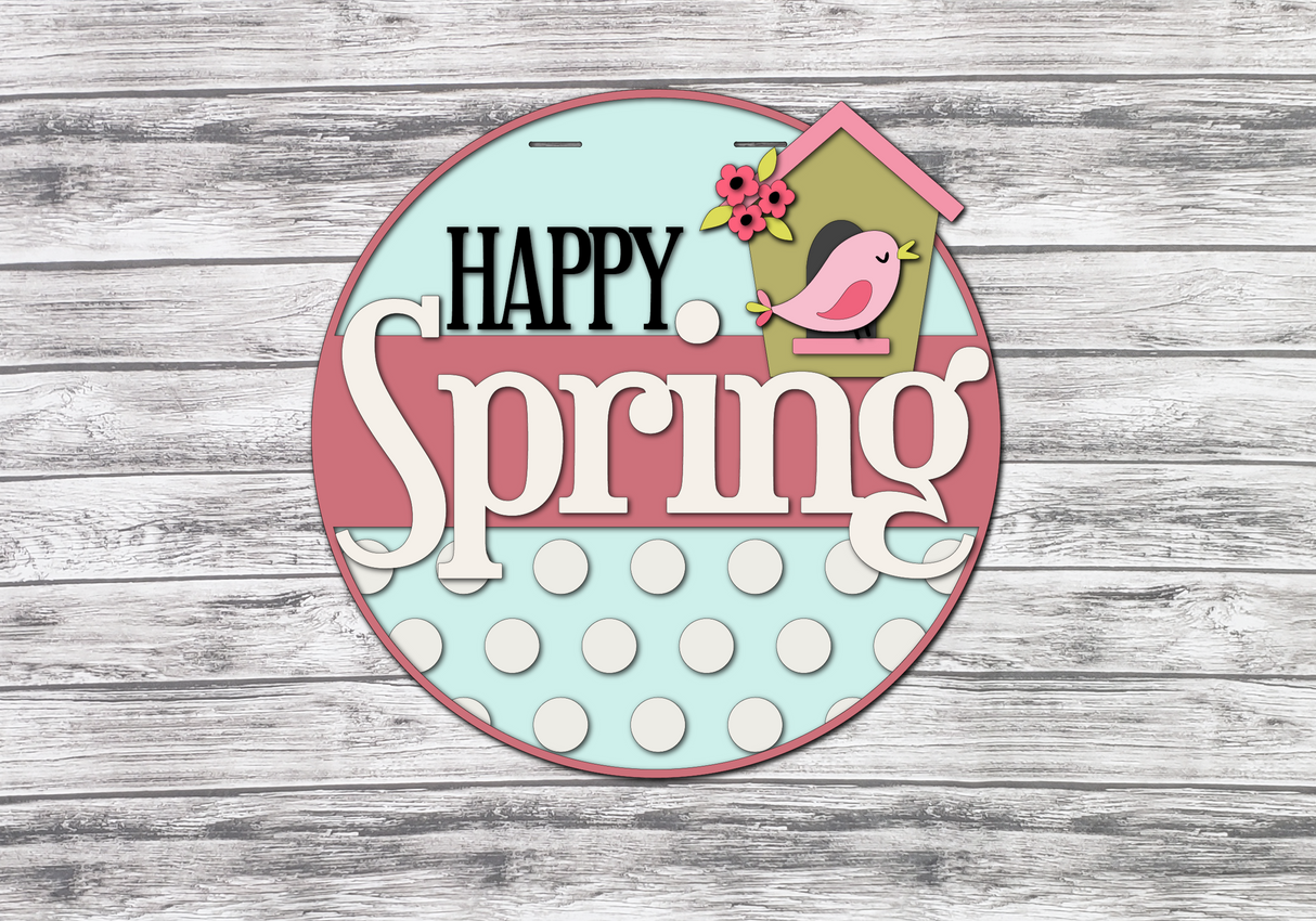HAPPY Spring Bird House Door Hanger - Lvl 1