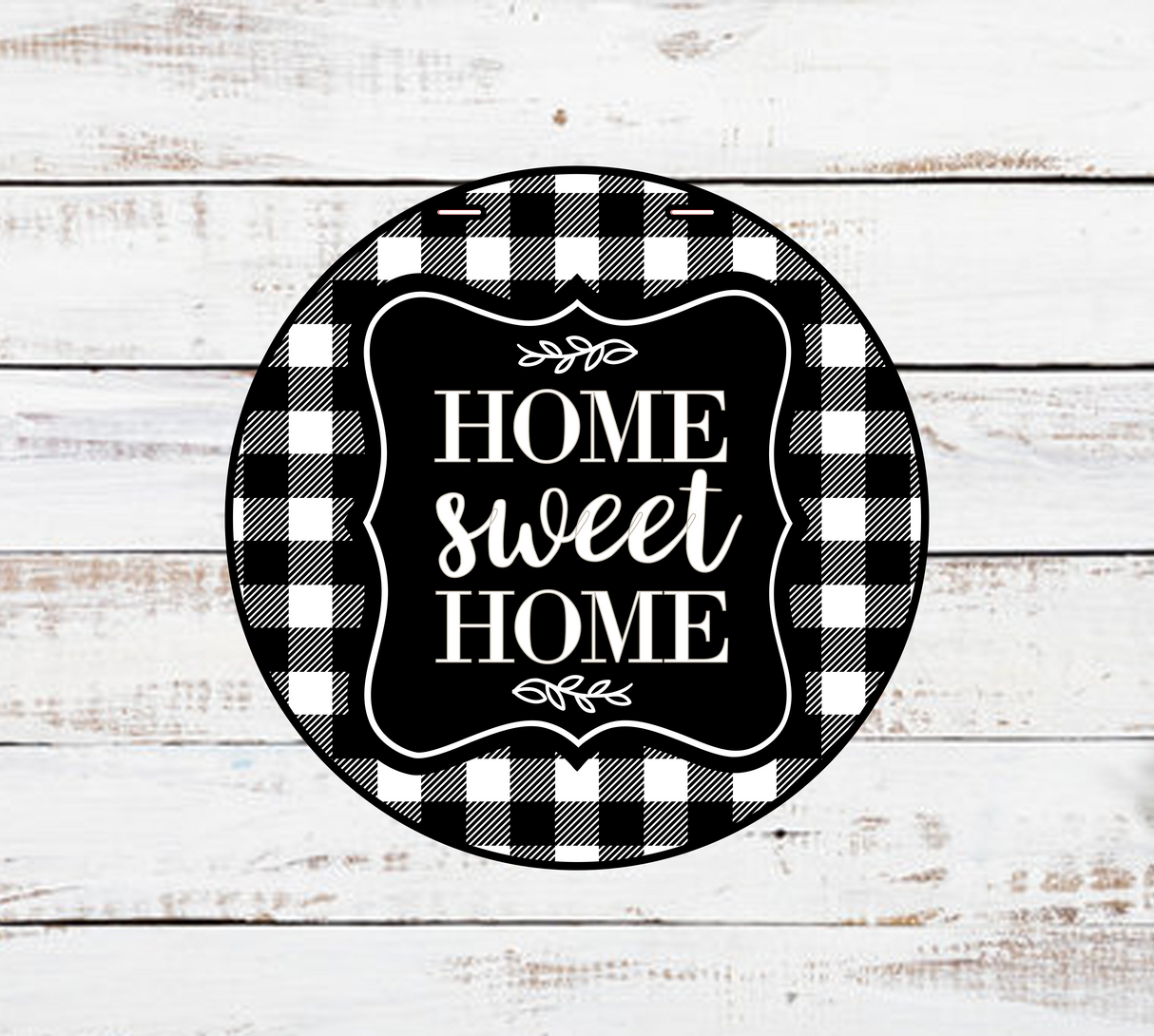 Home Sweet Home Buffalo Plaid Door Hanger - Lvl 1