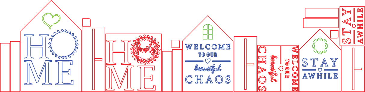 3 Standing Houses with Phrases SVG