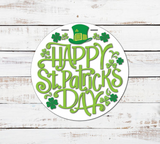 Happy St Patrick's Day Clover and Hat Door Hanger - Lvl 1