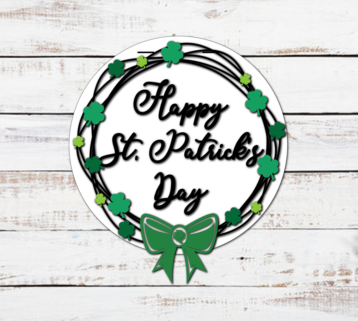 Happy St Patrick's Day Grapevine and Clovers Wreath Door Hanger - Lvl 1