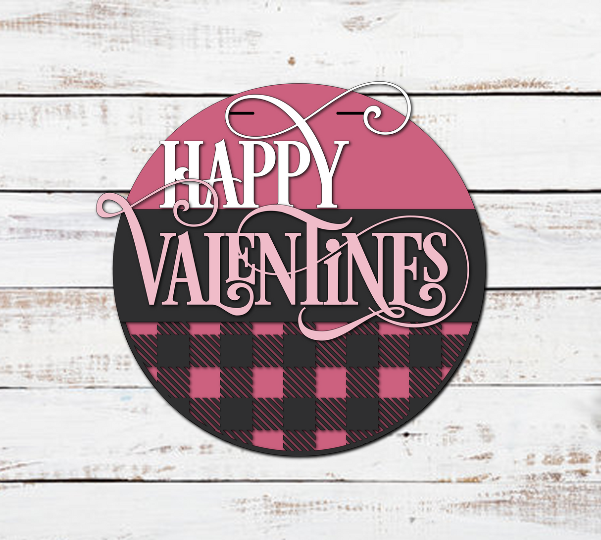 Happy Valentines Buffalo Plaid Door Hanger SVG
