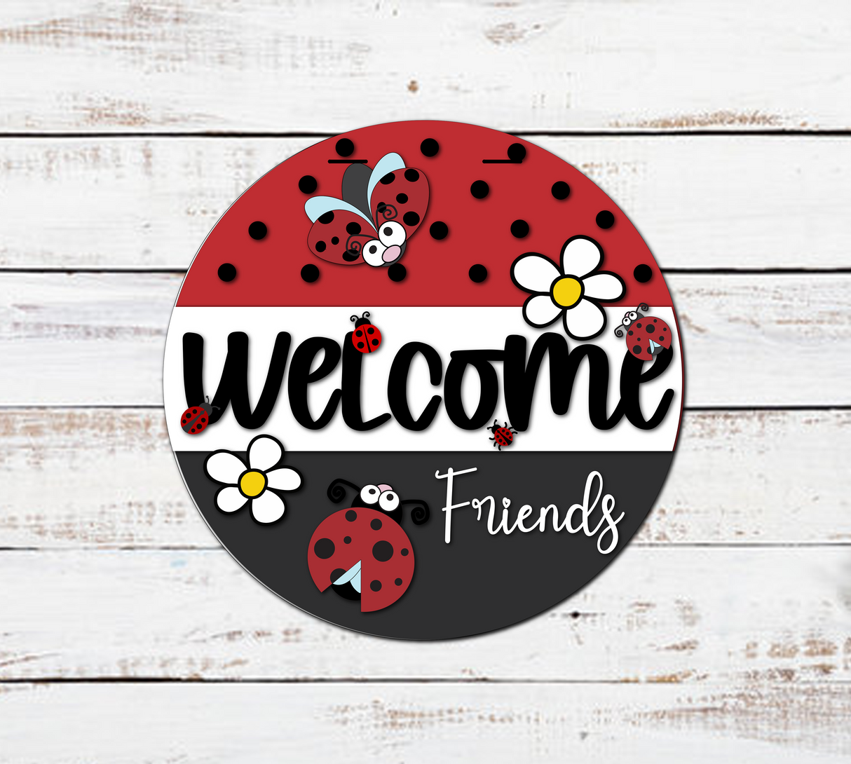 Welcome Friends Ladybug Door Hanger SVG
