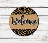 Welcome Leopard Print Split Door Hanger - Lvl 1