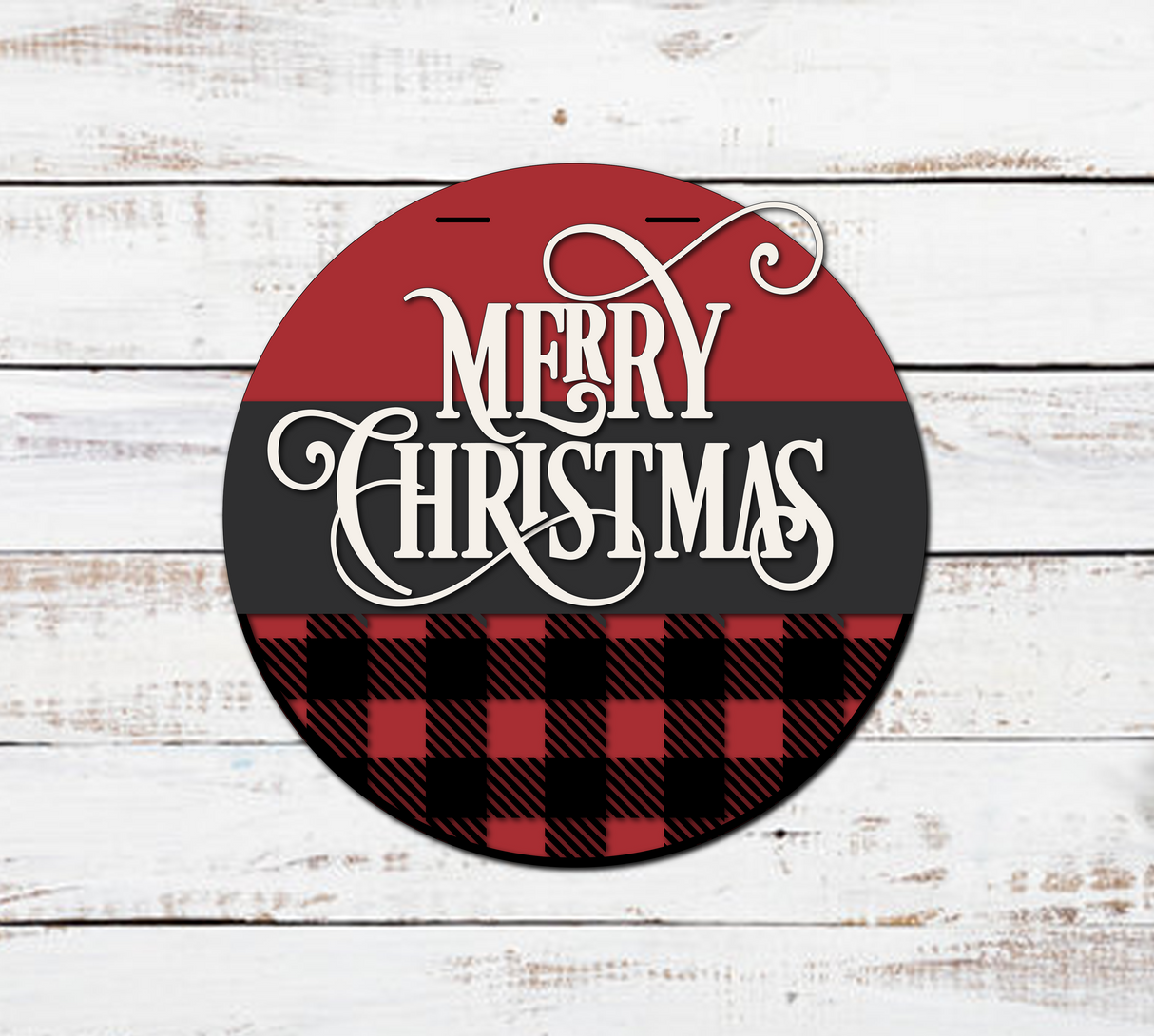 Merry Christmas Buffalo Plaid Door Hanger SVG