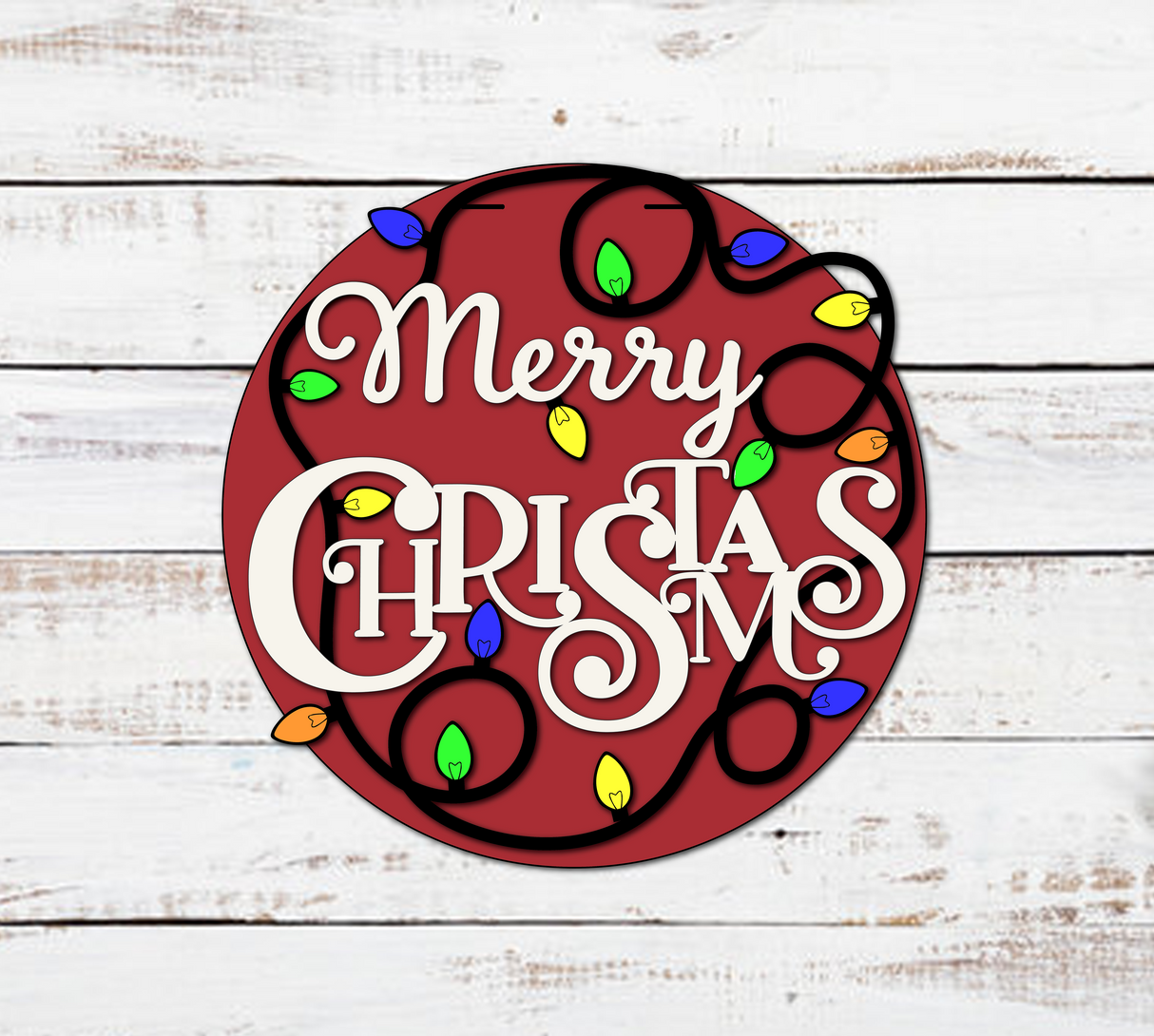 Merry Christmas Lights Door Hanger SVG