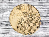 Hello Fall Buffalo Plaid Pumpkin Door Hanger - LEVEL 1